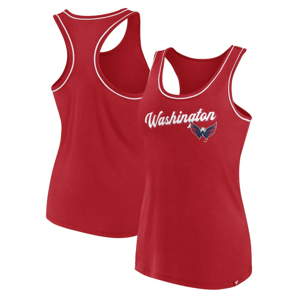 Washington Capitals Fanatics Women's Wordmark Logo Racerback Scoop Neck Tank Top - Red - NHL 4905399