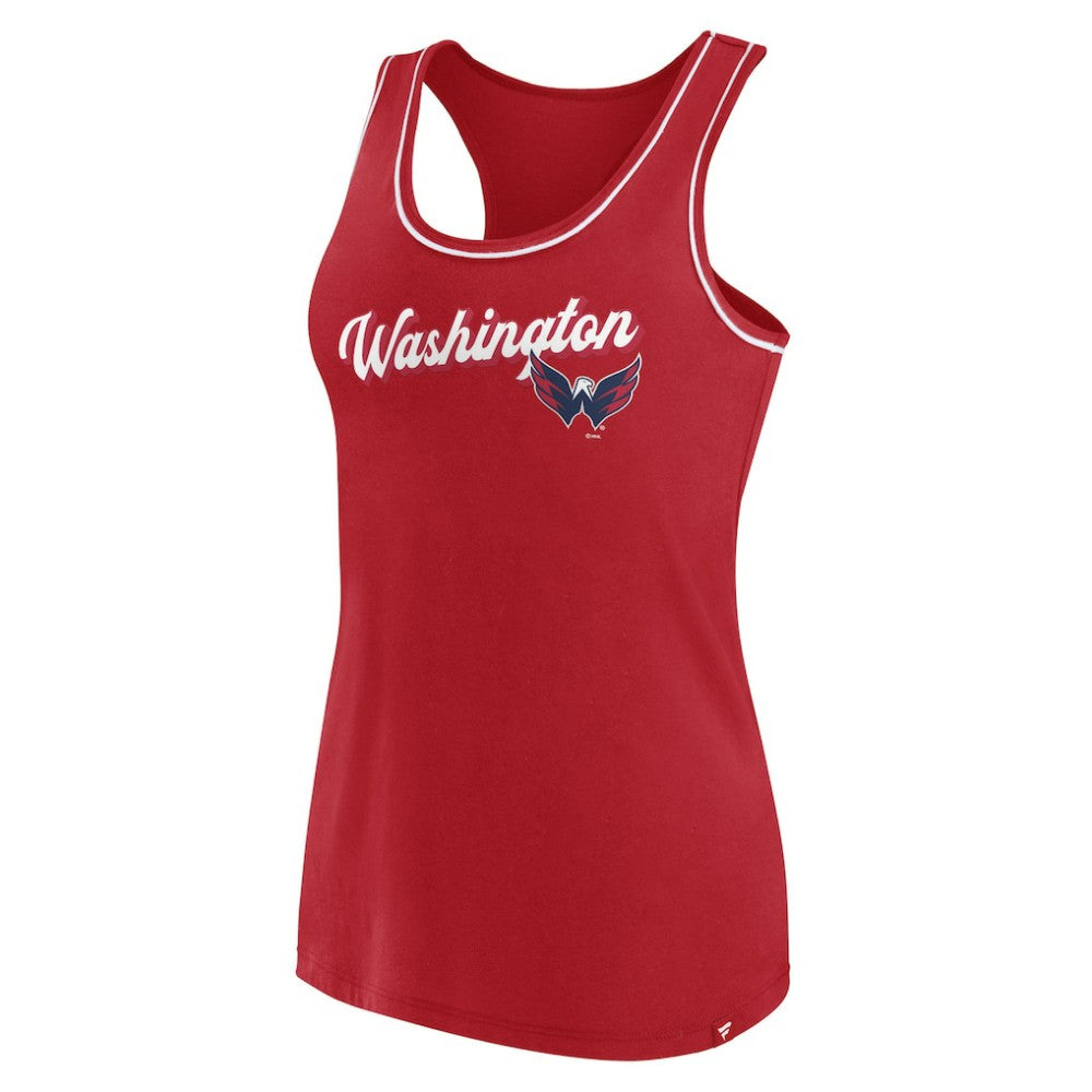 Washington Capitals Fanatics Women's Wordmark Logo Racerback Scoop Neck Tank Top - Red - NHL 4905399