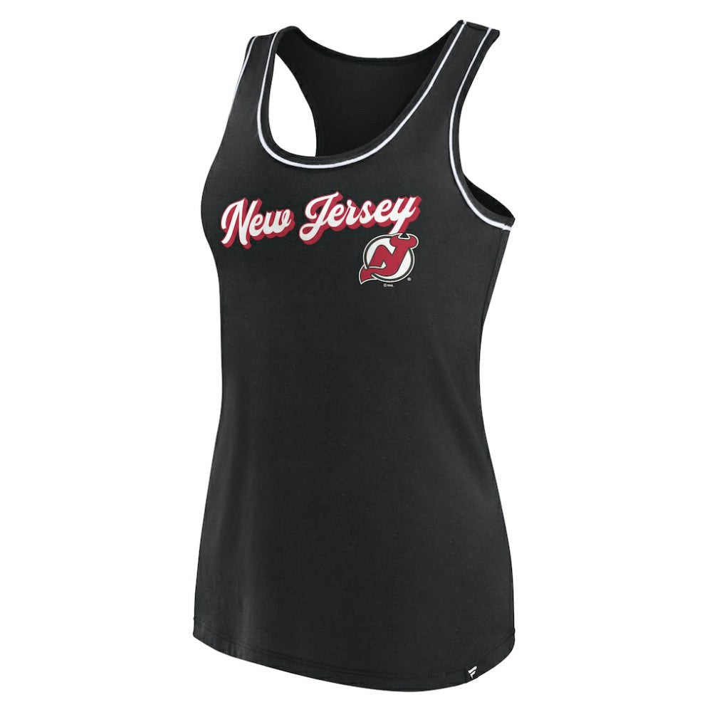 New Jersey Devils Fanatics Women's Wordmark Logo Racerback Scoop Neck Tank Top - Black - NHL 4905403