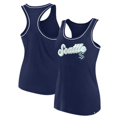 Seattle Kraken Fanatics Women's Wordmark Logo Racerback Scoop Neck Tank Top - Deep Sea Blue - NHL 4905404