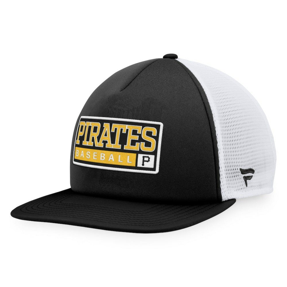 Pittsburgh Pirates Majestic Foam Trucker Snapback Hat - Black/White - MLB Discount
