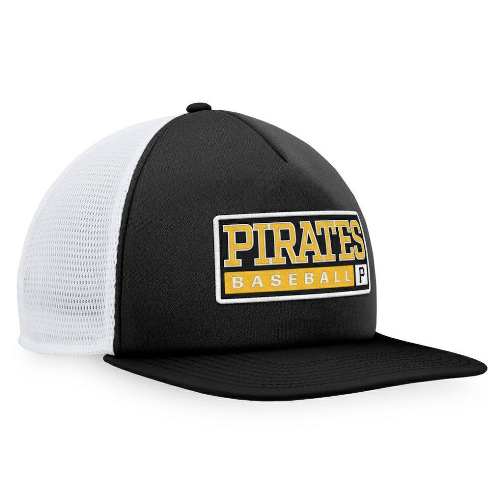 Pittsburgh Pirates Majestic Foam Trucker Snapback Hat - Black/White - MLB Discount