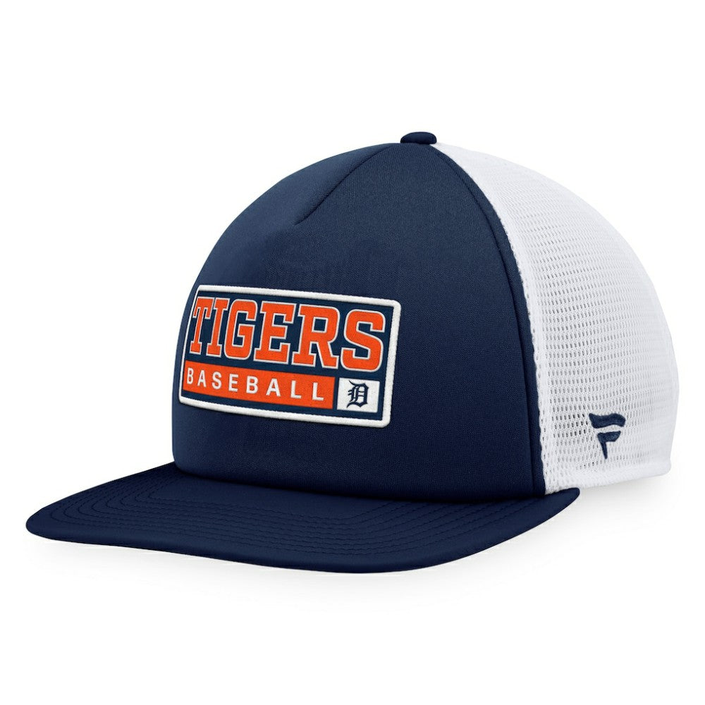 Detroit Tigers Majestic Foam Trucker Snapback Hat - Navy/White - MLB Sale