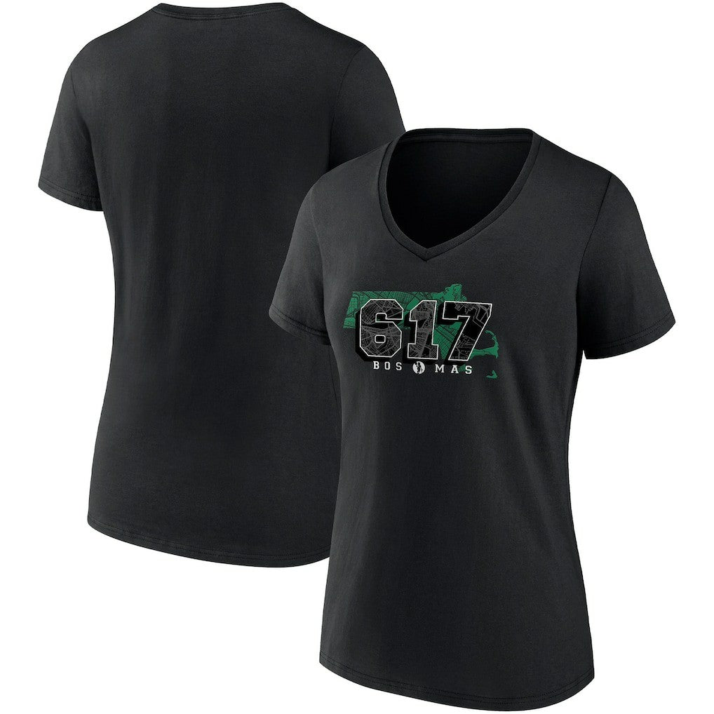 Boston Celtics Women's Hometown Collection 617 V-Neck T-Shirt Black | Fanatics online