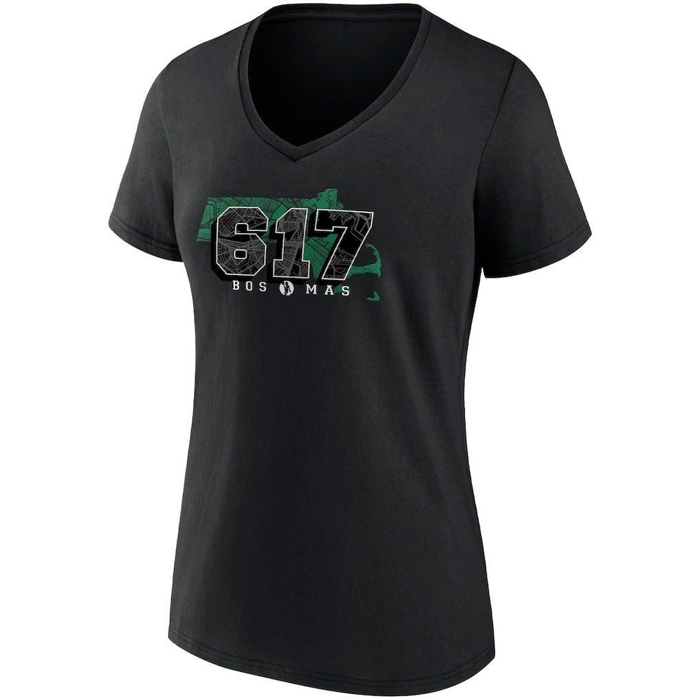Boston Celtics Women's Hometown Collection 617 V-Neck T-Shirt Black | Fanatics online