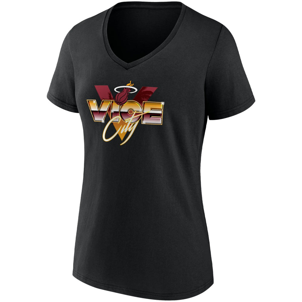 Miami Heat Women's Hometown Collection Vice City V-Neck T-Shirt Black | Fanatics for sale