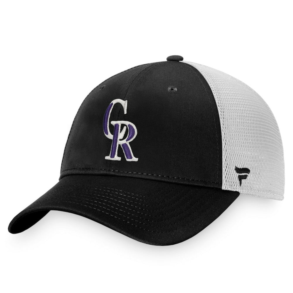Colorado Rockies Fanatics Cooperstown Collection Core Trucker Snapback Hat - Black/White - Fanatics Lifestyle