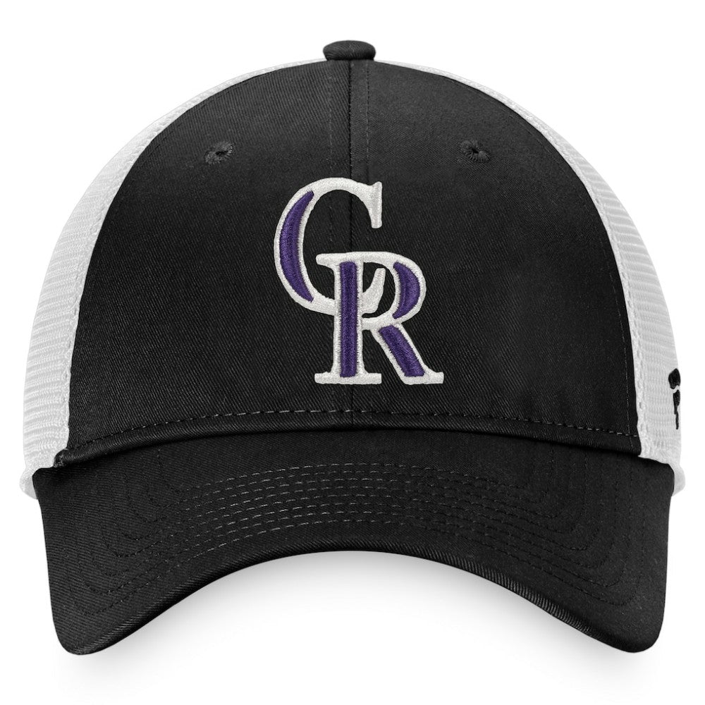 Colorado Rockies Fanatics Cooperstown Collection Core Trucker Snapback Hat - Black/White - Fanatics Lifestyle
