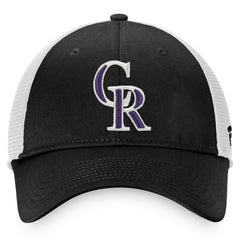 Colorado Rockies Fanatics Cooperstown Collection Core Trucker Snapback Hat - Black/White - Fanatics Lifestyle