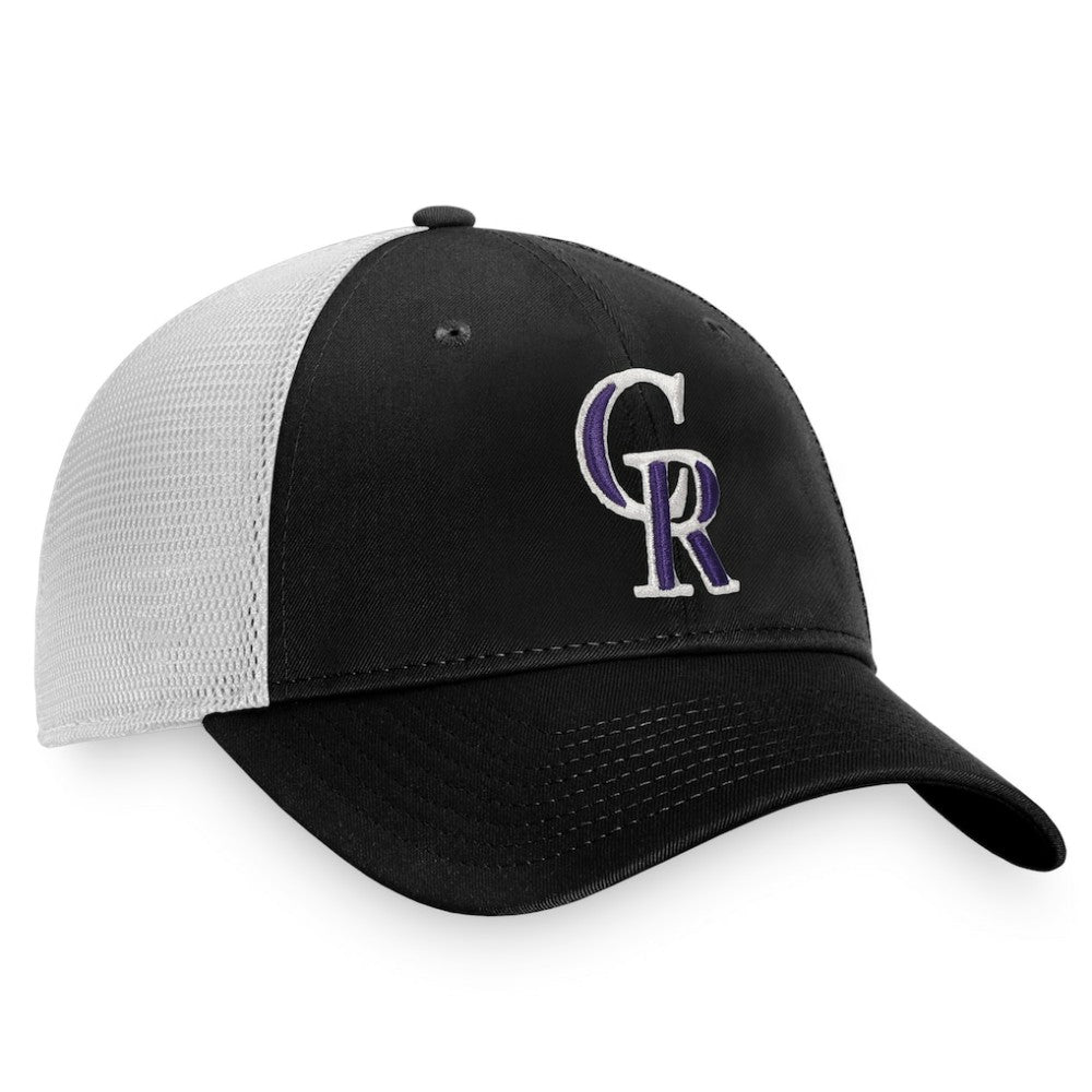 Colorado Rockies Fanatics Cooperstown Collection Core Trucker Snapback Hat - Black/White - Fanatics Lifestyle