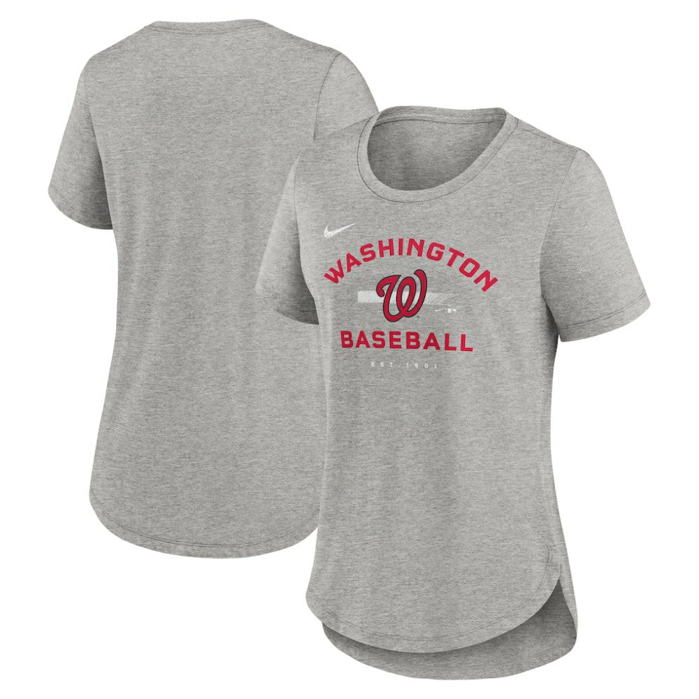 Washington Nationals Nike Women's Hot Prospect Tri-Blend T-Shirt - Heather Gray - Nike Sale