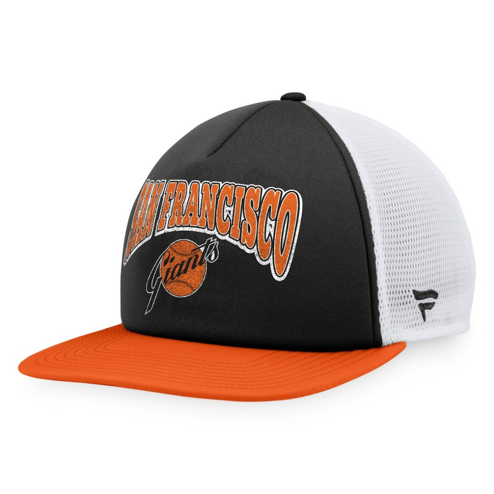 San Francisco Giants Fanatics Heritage Foam Front Trucker Snapback Hat - Black/Orange - Fanatics Sale
