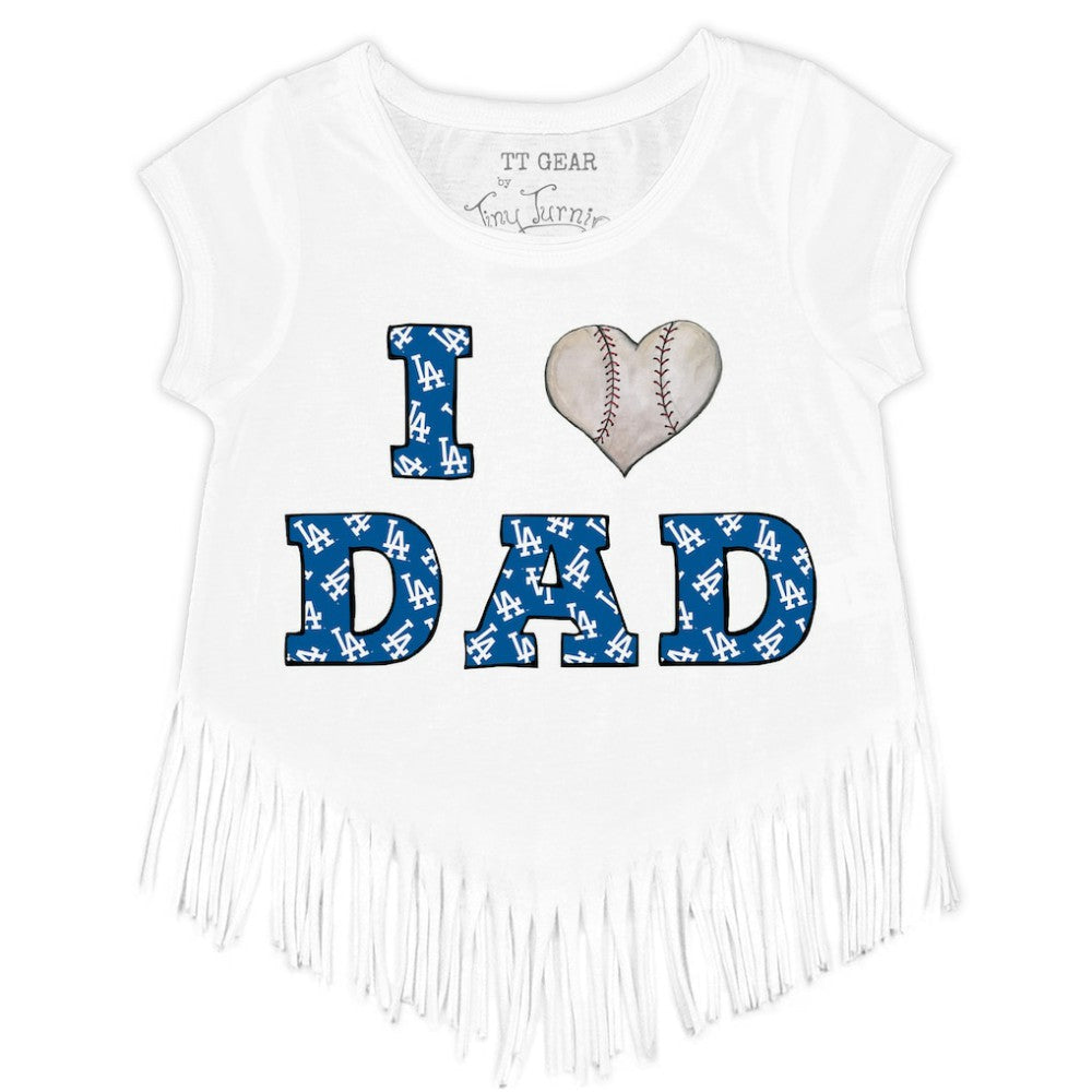 Los Angeles Dodgers Tiny Turnip Youth I Love Dad Fringe T-Shirt - White - MLB Online