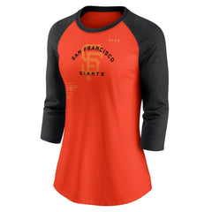 San Francisco Giants Nike Women's Next Up Tri-Blend Raglan 3/4-Sleeve T-Shirt - Orange/Black - Nike Sale