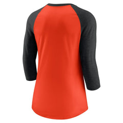 San Francisco Giants Nike Women's Next Up Tri-Blend Raglan 3/4-Sleeve T-Shirt - Orange/Black - Nike Sale
