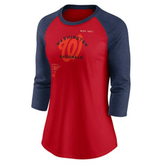 Washington Nationals Nike Women's Next Up Tri-Blend Raglan 3/4-Sleeve T-Shirt - Red/Navy - Nike on Sale