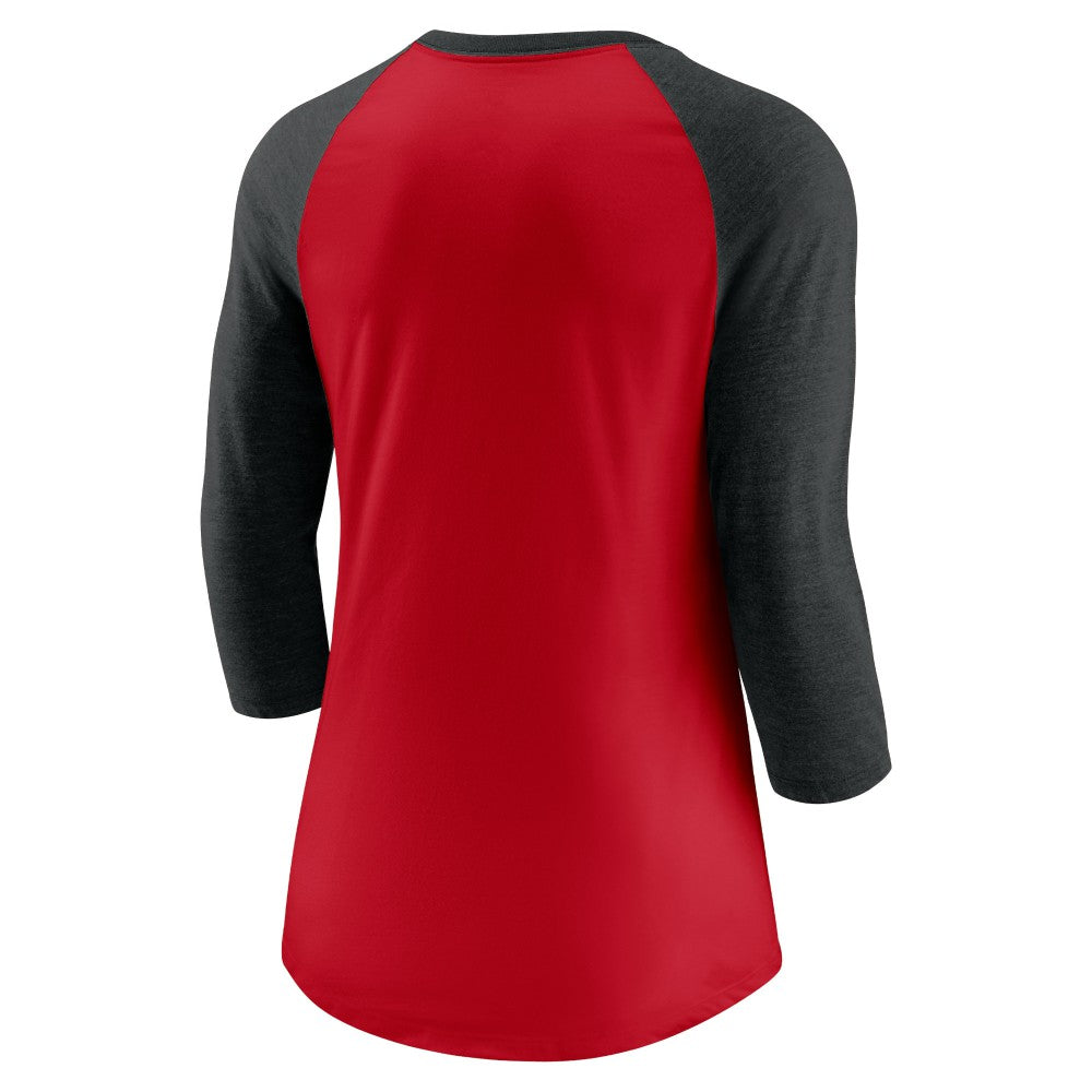 Cincinnati Reds Nike Women's Next Up Tri-Blend Raglan 3/4-Sleeve T-Shirt - Red/Black - Nike Lifestyle