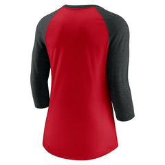 Cincinnati Reds Nike Women's Next Up Tri-Blend Raglan 3/4-Sleeve T-Shirt - Red/Black - Nike Lifestyle