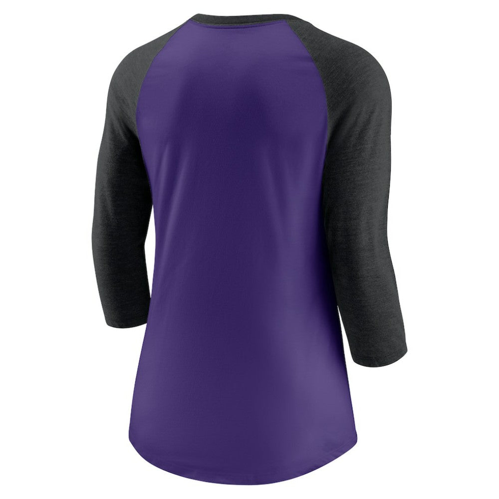 Colorado Rockies Nike Women's Next Up Tri-Blend Raglan 3/4-Sleeve T-Shirt - Purple/Black - Nike Online