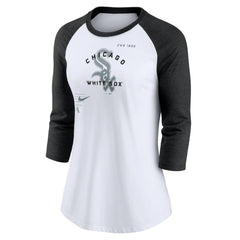 Chicago White Sox Nike Women's Next Up Tri-Blend Raglan 3/4-Sleeve T-Shirt - White/Black - Nike Lifestyle