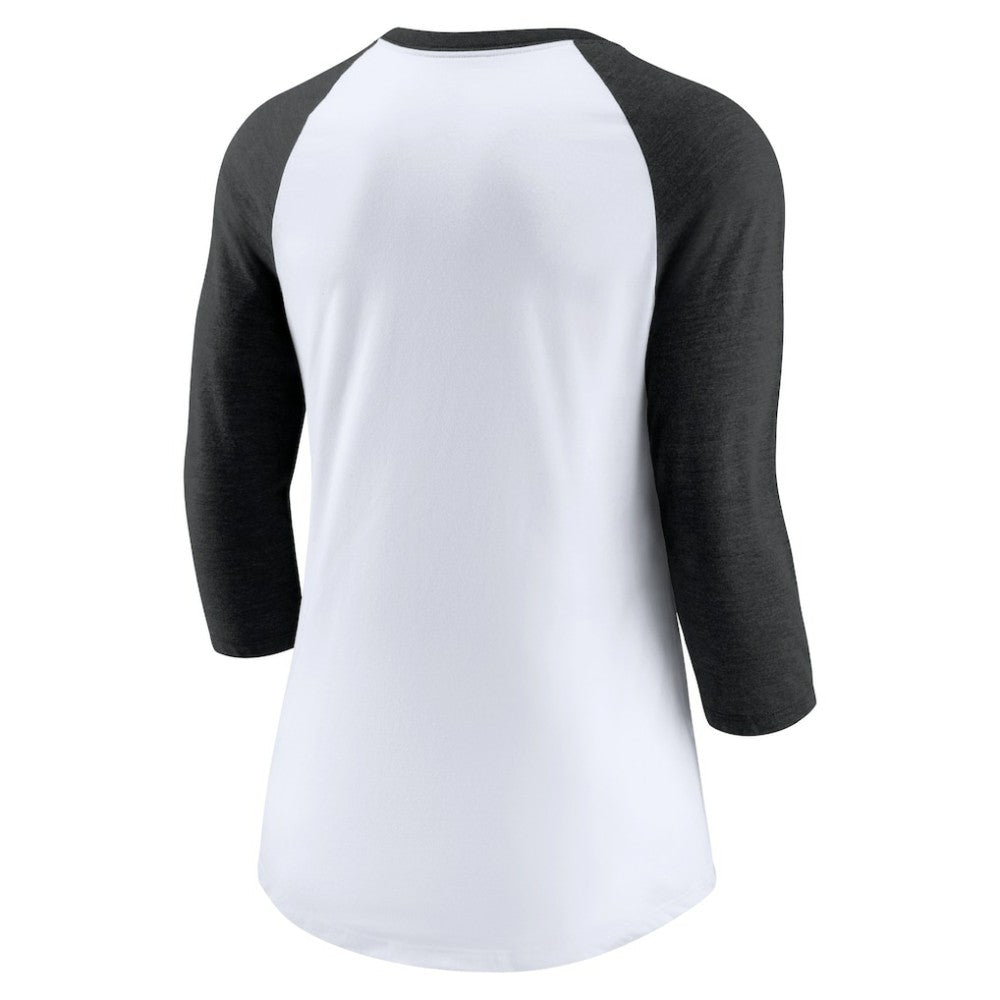 Chicago White Sox Nike Women's Next Up Tri-Blend Raglan 3/4-Sleeve T-Shirt - White/Black - Nike Lifestyle