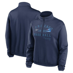 Chicago White Sox Nike Women's Rewind Splice Half-Zip Semi-Cropped Bubble Hem Sweatshirt - Navy - Nike on Sale