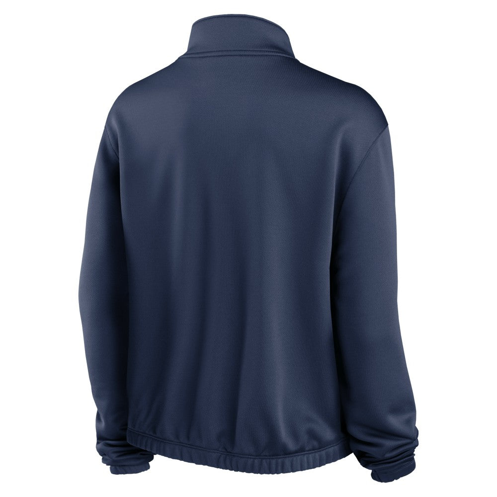 Houston Astros Nike Women's Rewind Splice Half-Zip Semi-Cropped Bubble Hem Sweatshirt - Navy - Nike Sale