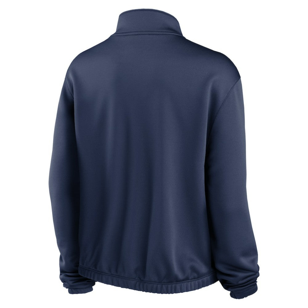 San Diego Padres Nike Women's Rewind Splice Half-Zip Semi-Cropped Bubble Hem Sweatshirt - Navy - Nike Discount