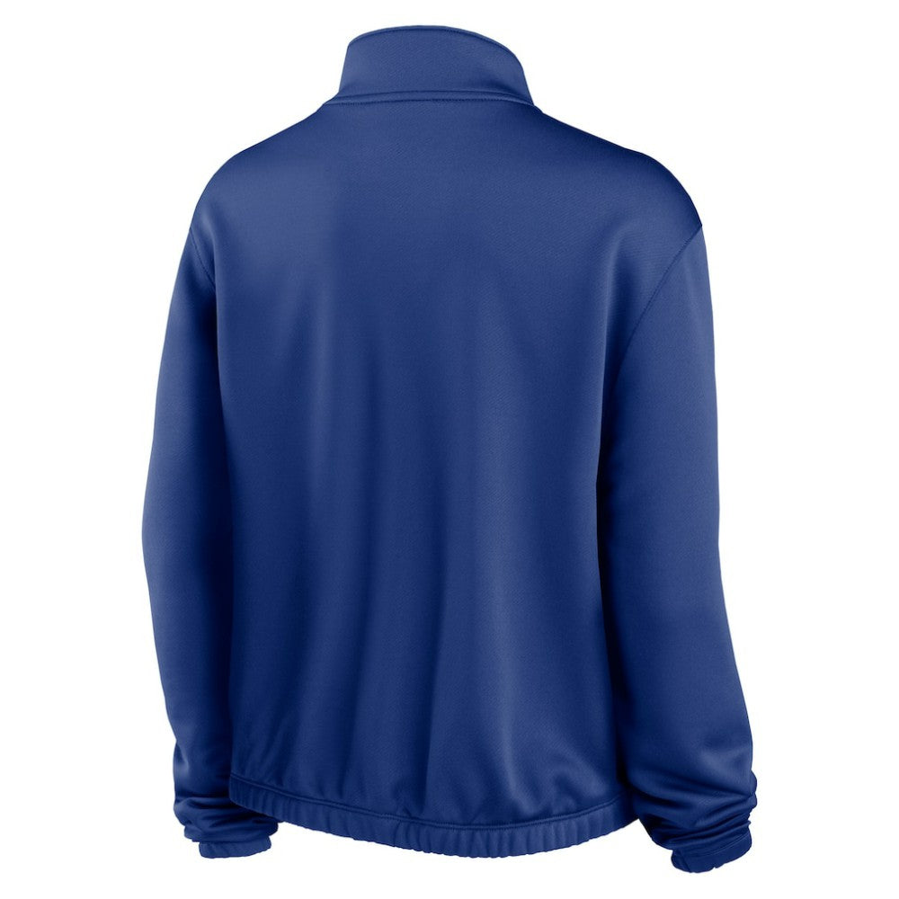 Chicago Cubs Nike Women's Rewind Splice Half-Zip Semi-Cropped Bubble Hem Sweatshirt - Royal - Nike Online