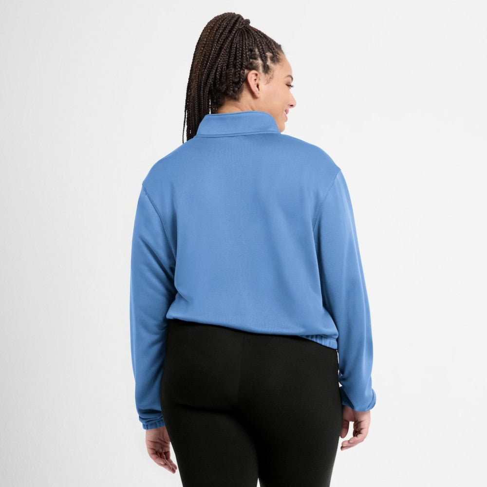 Minnesota Twins Nike Women's Rewind Splice Half-Zip Semi-Cropped Bubble Hem Sweatshirt - Light Blue - Nike Sale