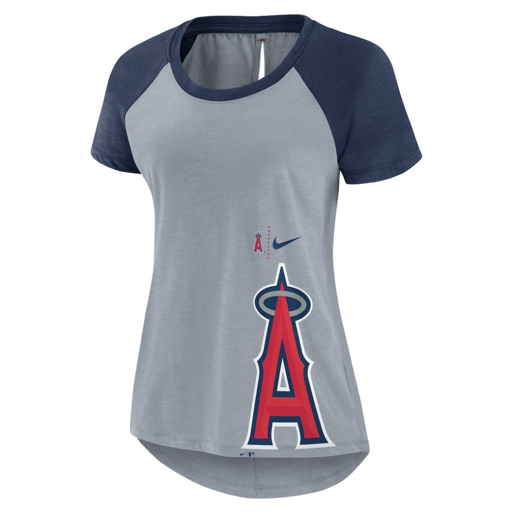 Los Angeles Angels Nike Women's Summer Breeze Raglan Fashion T-Shirt - Heather Gray - Nike Lifestyle