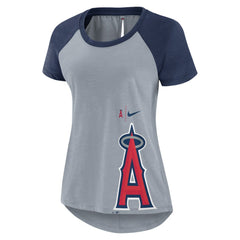 Los Angeles Angels Nike Women's Summer Breeze Raglan Fashion T-Shirt - Heather Gray - Nike Lifestyle