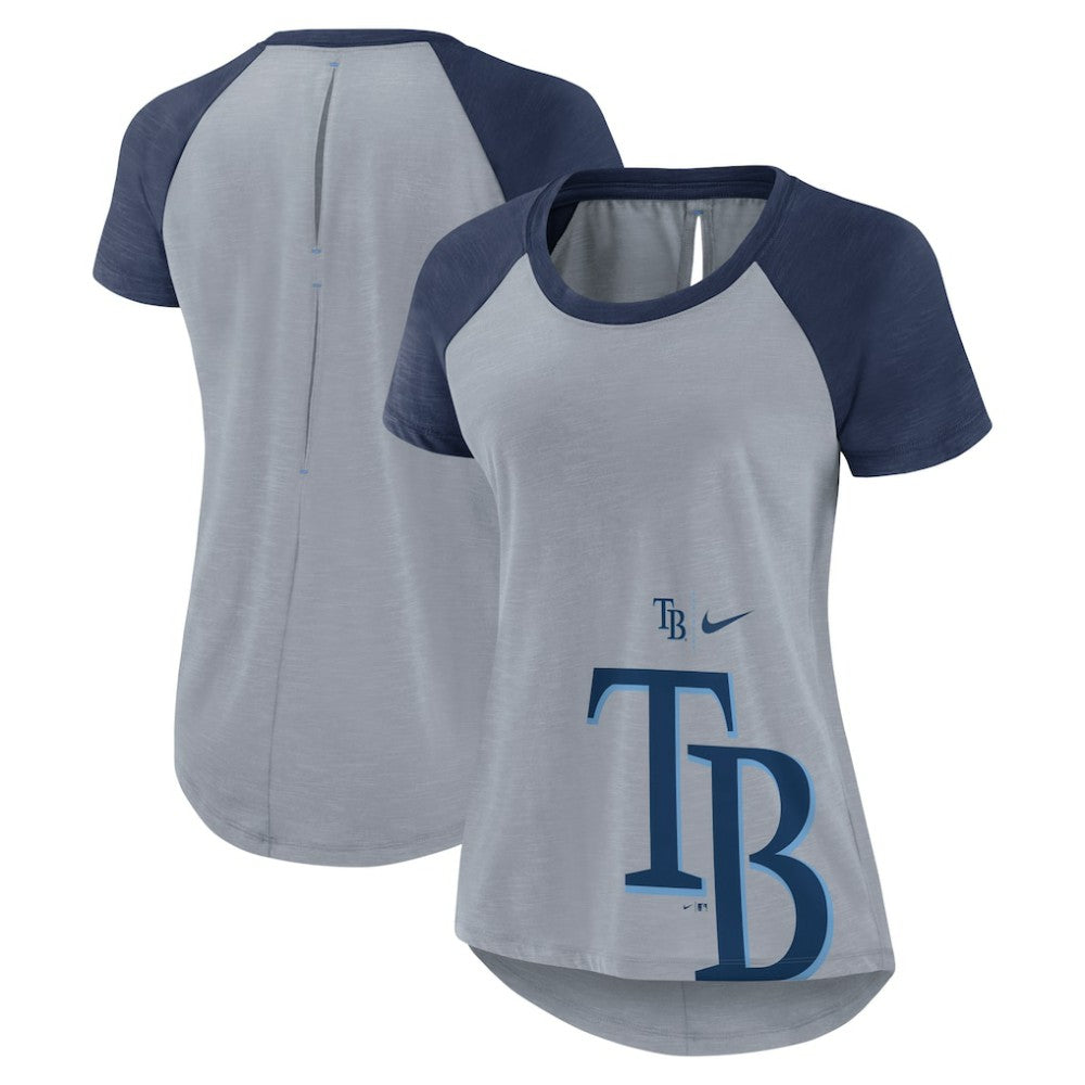Tampa Bay Rays Nike Women's Summer Breeze Raglan Fashion T-Shirt - Heather Gray - Nike Online