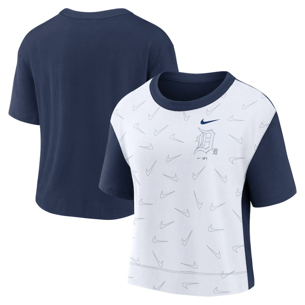 Detroit Tigers Nike Women's Line Up High Hip Fashion T-Shirt - Navy/White - Nike on Sale