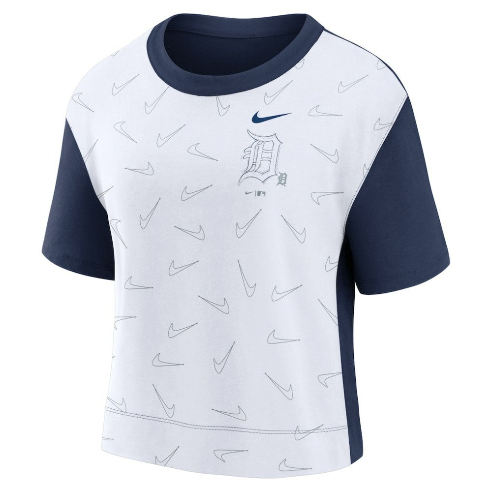 Detroit Tigers Nike Women's Line Up High Hip Fashion T-Shirt - Navy/White - Nike on Sale