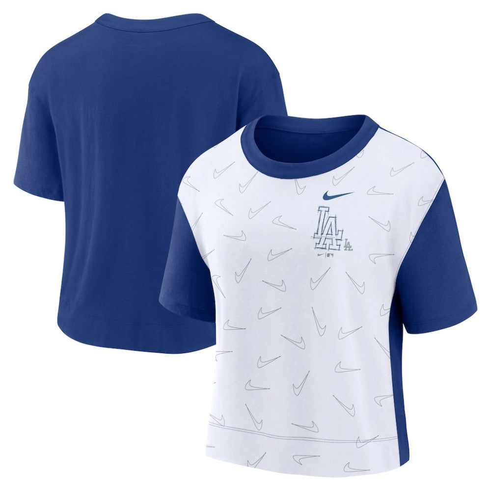Los Angeles Dodgers Nike Women's Line Up High Hip Fashion T-Shirt - Royal/White - Nike Discount