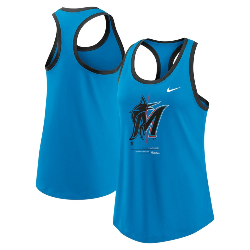 Miami Marlins Nike Women's Tech Tri-Blend Tank Top - Blue - Nike Lifestyle