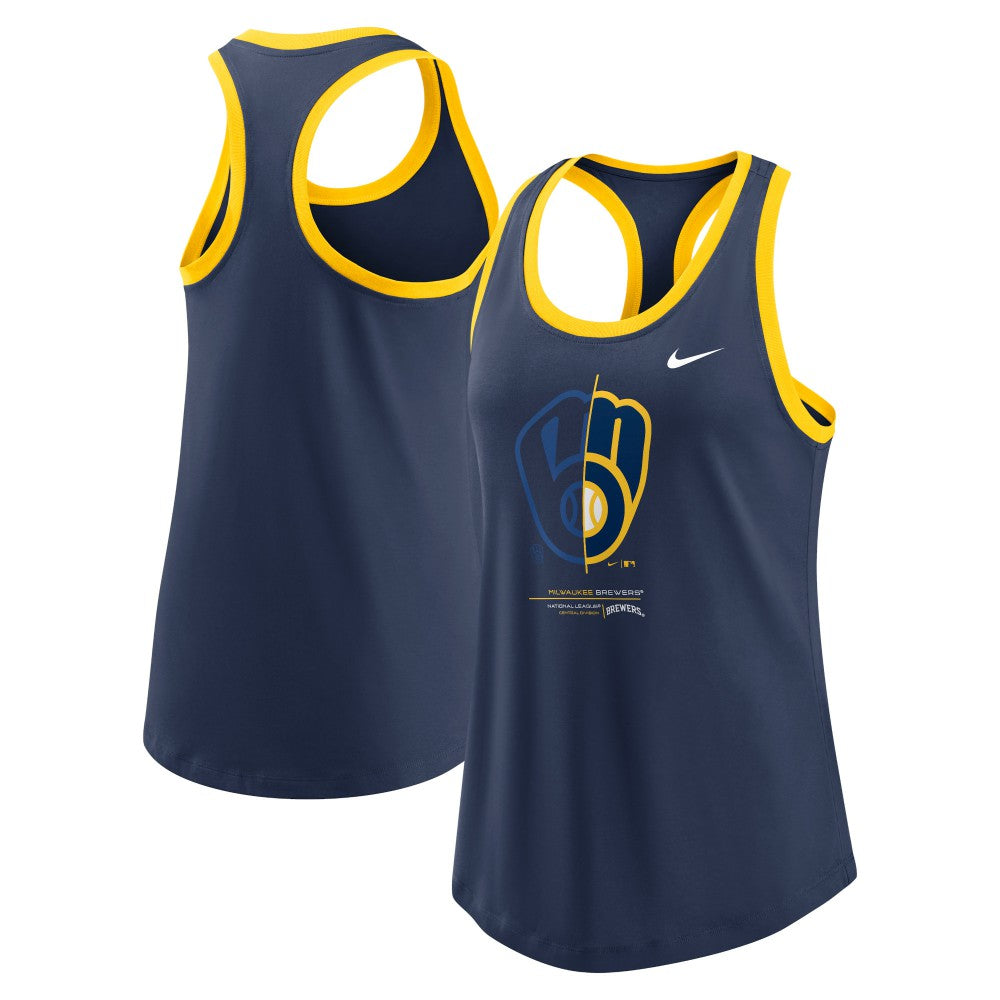 Milwaukee Brewers Nike Women's Tech Tri-Blend Tank Top - Navy - Nike Discount