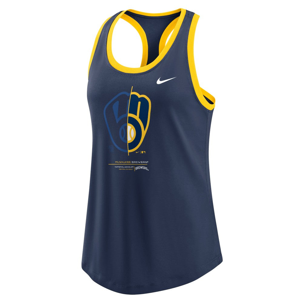 Milwaukee Brewers Nike Women's Tech Tri-Blend Tank Top - Navy - Nike Discount