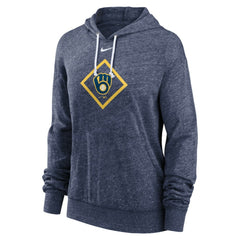 Milwaukee Brewers Nike Women's Diamond Icon Gym Vintage Lightweight Hooded Top - Navy - Nike on Sale