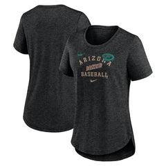 Arizona Diamondbacks Nike Women's Rewind Arch Mix Tri-Blend T-Shirt - Heather Black - Nike Lifestyle