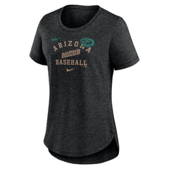 Arizona Diamondbacks Nike Women's Rewind Arch Mix Tri-Blend T-Shirt - Heather Black - Nike Lifestyle