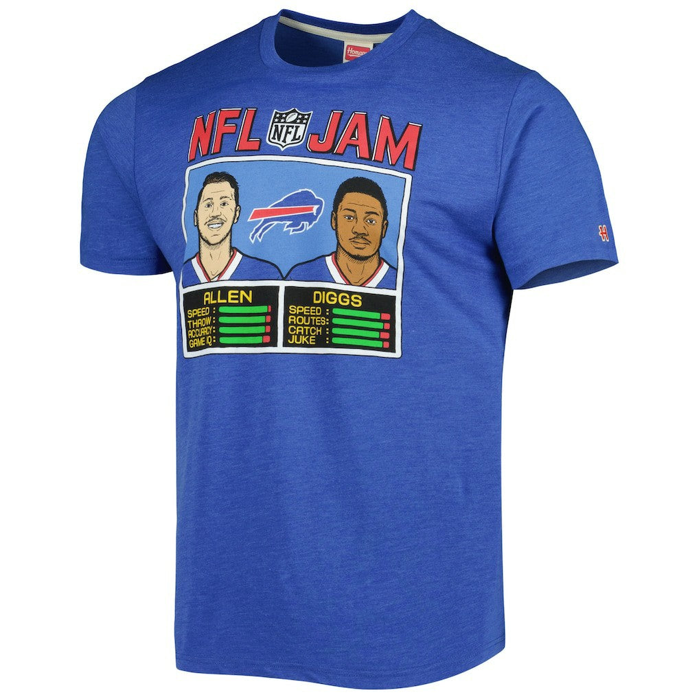 Josh Allen & Stefon Diggs Buffalo Bills Homage Unisex NFL Jam Tri-Blend T-Shirt Heather Royal