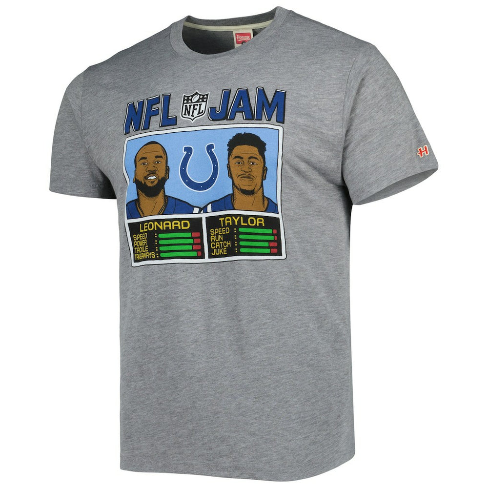 Jonathan Taylor & Shaquille Leonard Indianapolis Colts Homage Unisex NFL Jam Tri-Blend T-Shirt Heather Gray