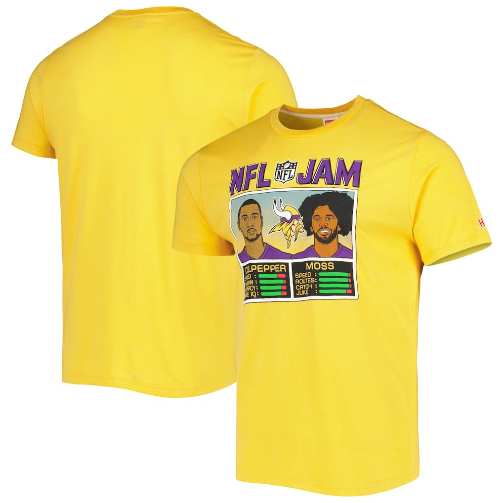 Randy Moss & Daunte Culpepper Minnesota Vikings Homage Unisex NFL Jam Retired Tri-Blend T-Shirt Heather Gold