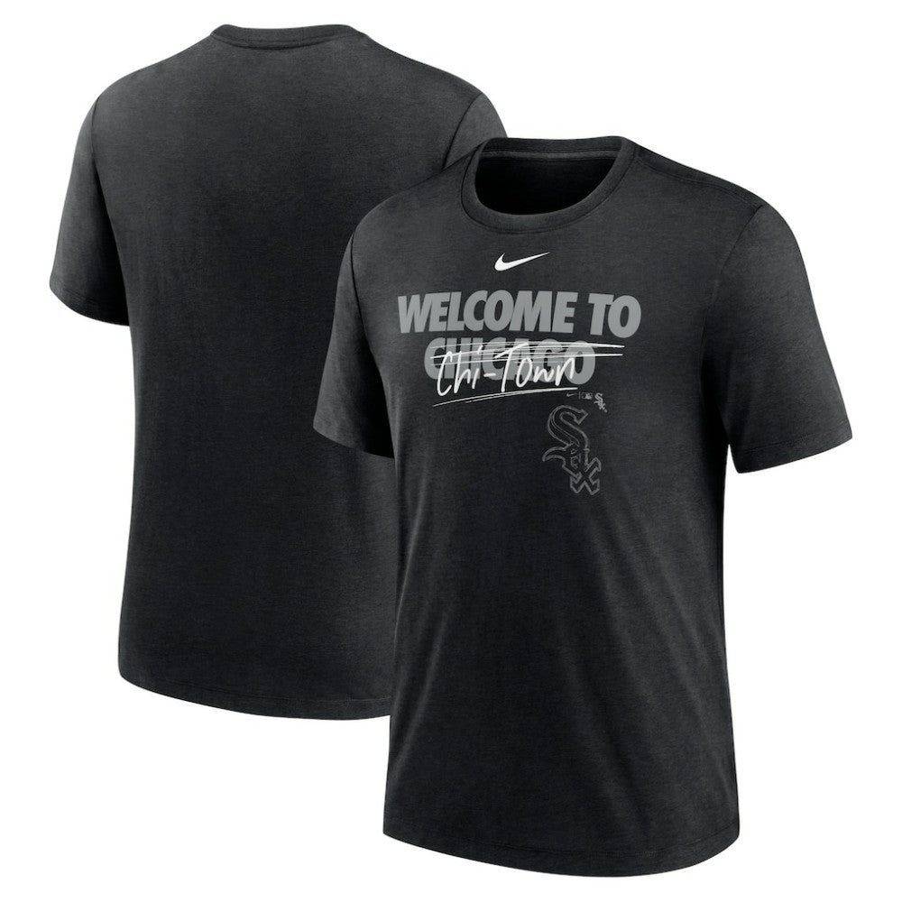 Chicago White Sox Nike Home Spin Tri-Blend T-Shirt - Heather Black - Nike Discount