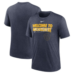 Milwaukee Brewers Nike Home Spin Tri-Blend T-Shirt - Heather Navy - Nike Online