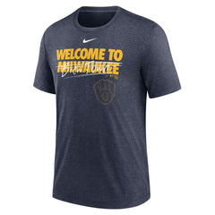Milwaukee Brewers Nike Home Spin Tri-Blend T-Shirt - Heather Navy - Nike Online