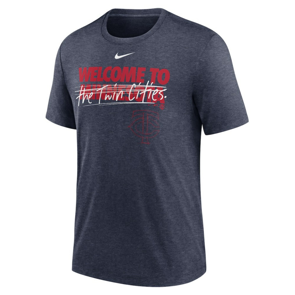 Minnesota Twins Nike Home Spin Tri-Blend T-Shirt - Heather Navy - Nike Discount