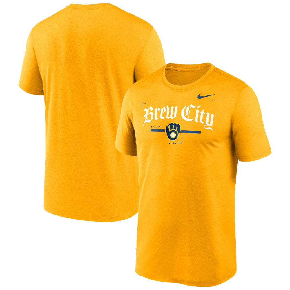 Milwaukee Brewers Nike Local Legend Practice Performace T-Shirt - Gold - Nike Sale